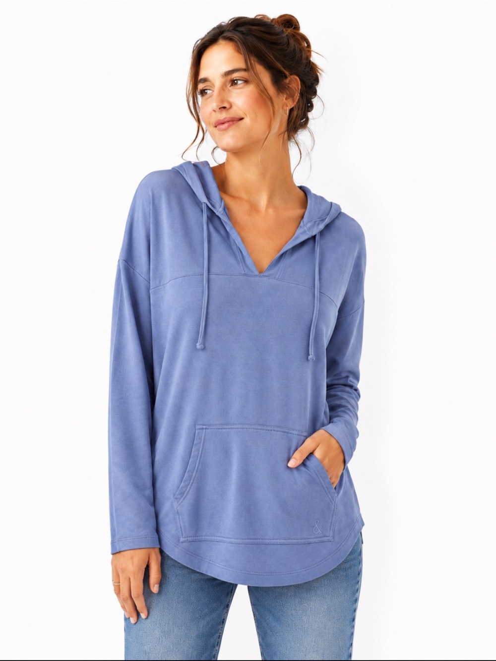 Lou & Grey Signature Soft Hoodie Size Large Periwinkle Blue Hooded Sweatshirt